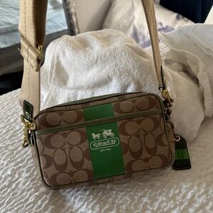 Coach Brown and Green Signature Crossbody Bag